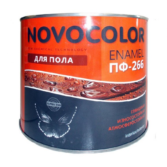 Эмаль для пола Novocolor ПФ-266 красно-коричневая (1,9 кг)