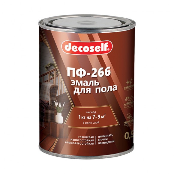 Эмаль для пола Pufas Decoself ПФ-266 жёлто-коричневая (0,9 кг)