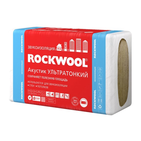 Утеплитель Rockwool Акустик Ультратонкий 1000х600х27 мм, 12 шт